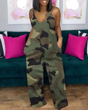 Load image into Gallery viewer, 2023 African Printed Wide Leg Pant Jumpsuit Women Casual V Neck