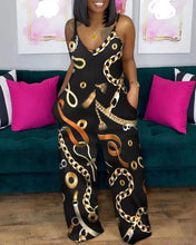 Load image into Gallery viewer, 2023 African Printed Wide Leg Pant Jumpsuit Women Casual V Neck