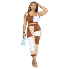 Load image into Gallery viewer, 2023 Summer Fashion Patchwork Tracksuit Two Piece Set Women Slim