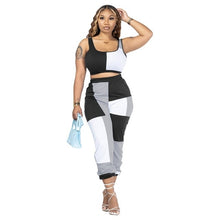 Load image into Gallery viewer, 2023 Summer Fashion Patchwork Tracksuit Two Piece Set Women Slim