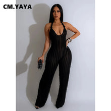 Load image into Gallery viewer, CM.YAYA Fashion Ruffles Women Halter Deep V-neck Backless Wide Leg