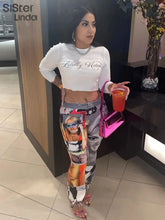 Load image into Gallery viewer, Sisterlinda Fashion Person Print Hipster Y2K Pants Women Contrast