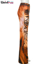 Load image into Gallery viewer, Weird Puss Tiger Print Flare Pants Women 2023 Y2K Summer Trend Skinny