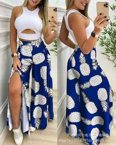 Two Piece Sets Womens Outifits 2022 Summer New Fashion Round Neck