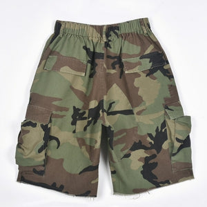 Anjamanor Camouflage High Waisted Shorts Streetwear Multi-pocket Cargo