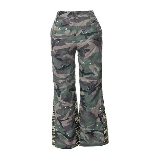 ANJAMANOR Painted Camouflage Baggy Cargo Pants Streetwear Womens