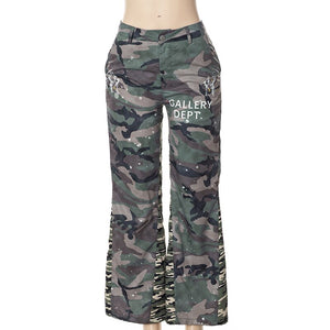 ANJAMANOR Painted Camouflage Baggy Cargo Pants Streetwear Womens