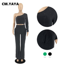Load image into Gallery viewer, Cm.yaya Waffle Plaid Two 2 Piece Set For Women Outfits Autumn Winter