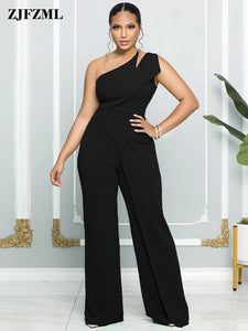 One Shoulder Work Rompers Womens Jumpsuit Office Ladies Sleeveless